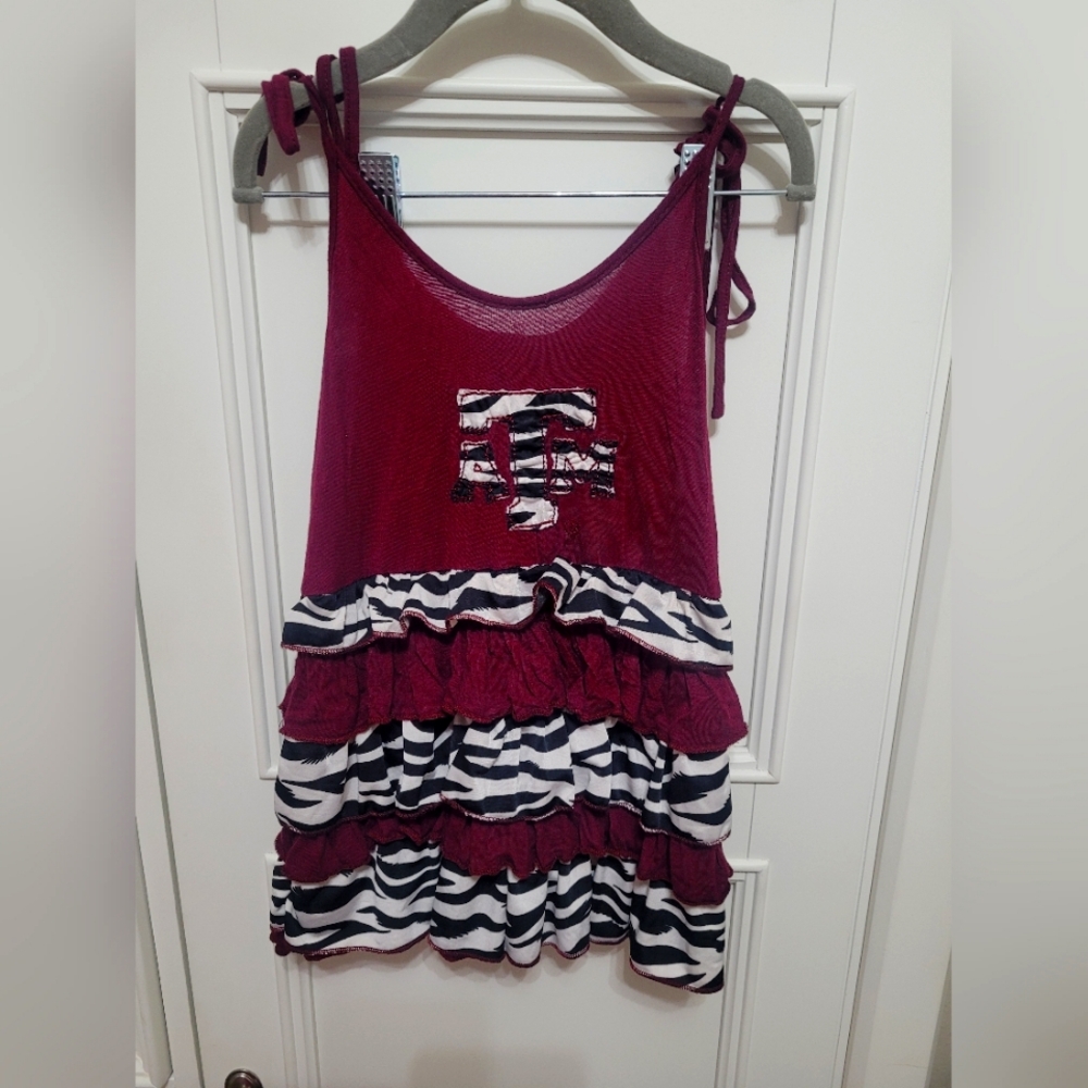 $ 💥3/$24 Collegiate Outfitters Texas A&M Zebra‎ Detail Tie Strap Dress